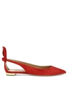 Aquazzura Bow Tie Suede Ballet Flats In Red