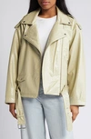 Noisy May Kane Paulina Faux Leather Moto Jacket In Eucalyptus