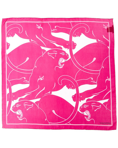 Valentino Vlogo Silk Scarf In Pink