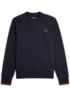 Fred Perry Blue Wool And Cotton Sweater In Navy