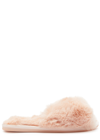 Eberjey Plush Open-toe Faux Fur Slippers In Rose