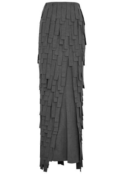 A.w.a.k.e. A. W.a. K.e Mode Cut-out Fringed Skirt In Grey