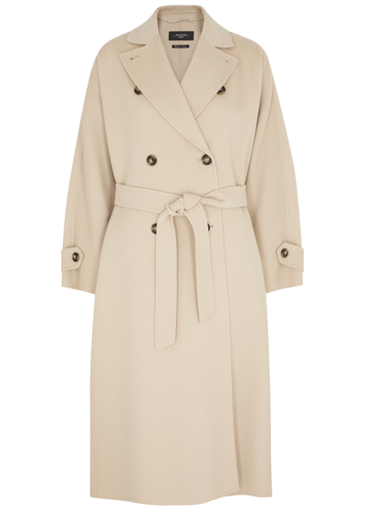 Max Mara Affetto Double-breasted Wool-blend Coat In Beige