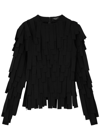 A.W.A.K.E. A. W.A. K.E MODE CUT-OUT FRINGED TOP