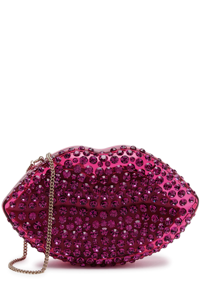 Aquazzura Kiss Me Crystal-embellished Resin Clutch In Pink