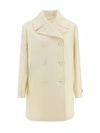 Prada Double-breasted Wool Coat Women In Avorio