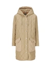 BURBERRY BURBERRY QUILTED HOODED DRAWSTRING COAT
