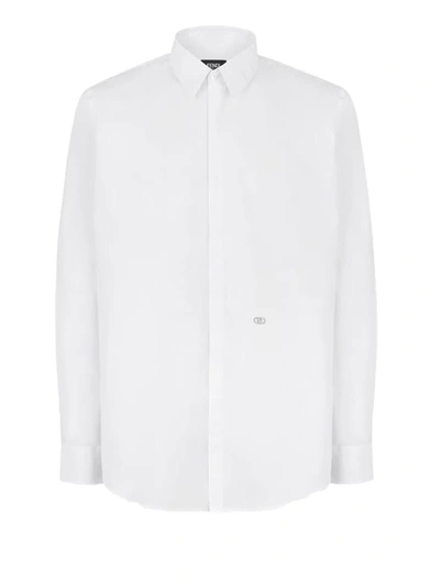 Fendi White Cotton Shirt In Biaco Silver