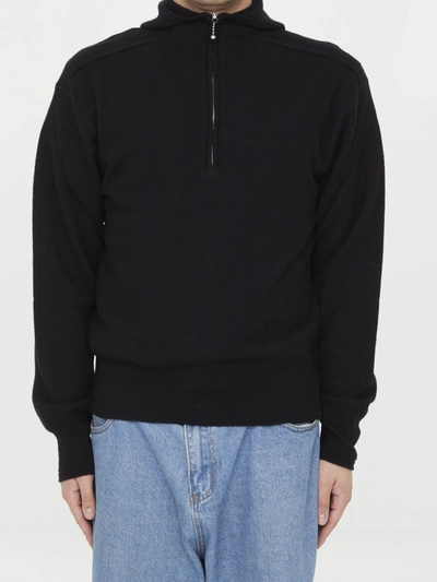 Burberry Wool Hoodie In Black