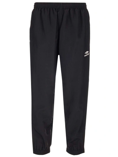 Balenciaga Logo Print Panelled Track Trousers In Black