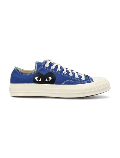 Comme Des Garçons Women's Luxury Sneakers    Play X Converse Navy Blue Low Sneakers With Black Heart