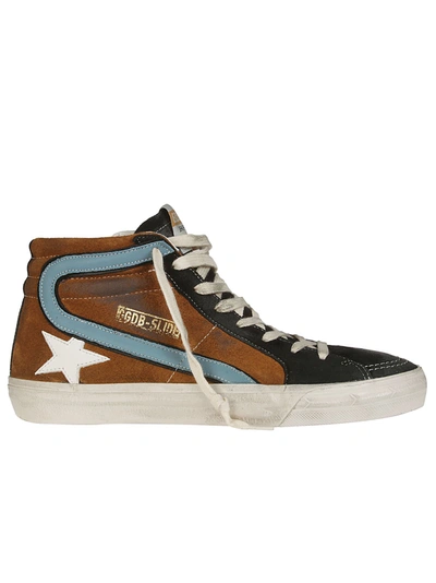 Golden Goose Slide Suede Leather Star In Brown