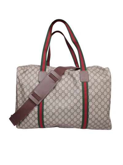 Gucci Maxi Duffle Bag With Web In Beige