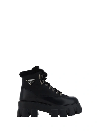 PRADA PRADA MONOLITH ANKLE BOOTS