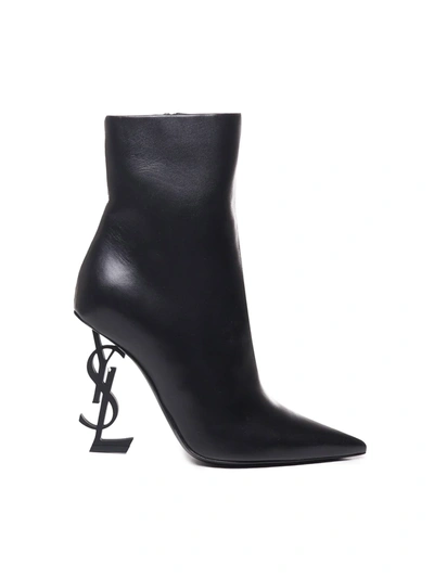 Saint Laurent Opyum Ankle Boots In Calfskin In Black