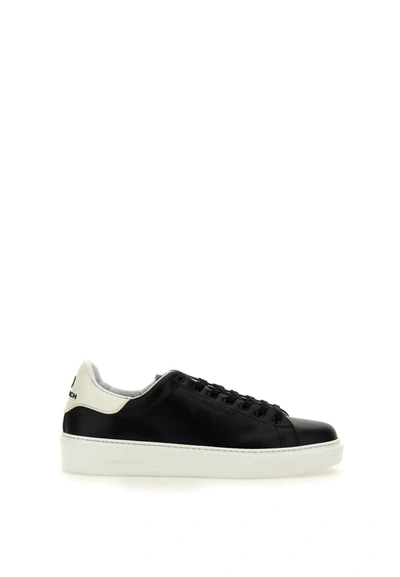Woolrich Classic Court Calf Leather Trainers In Black
