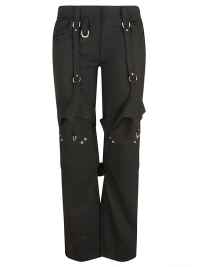 Off-white Wool Blend Cargo Zip Trousers In Black