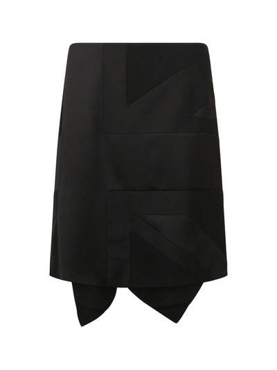Burberry Draped Paneled Crepe And Mohair And Wool-blend Mini Skirt In Black