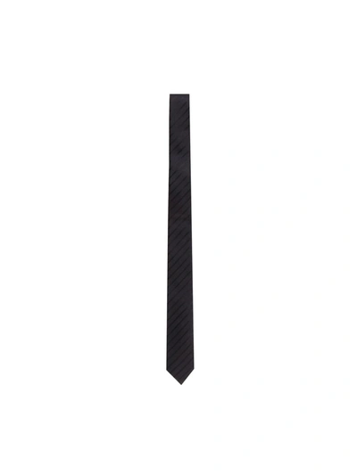 Saint Laurent Thin Tie In Pure Silk In Black