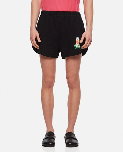 Jw Anderson J.w. Anderson Embroidered Rugby Face Running Shorts In Black