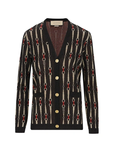 Gucci Horsebit Jacquard Cardigan In Multi