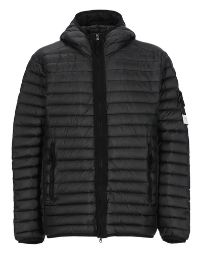 Stone Island Padded And Quilted Jacket With Logo In Black