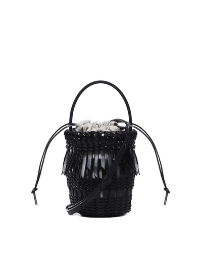 Loewe Small Bucket Bag With Fringes In Calfskin In Black