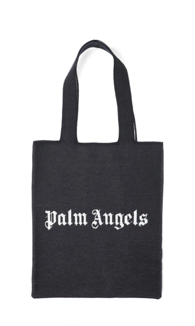 Palm Angels Logo Printed Tote Bag In Black