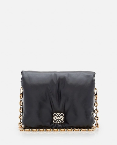 Loewe Goya Puffer Leather Shoulder Bag In Black
