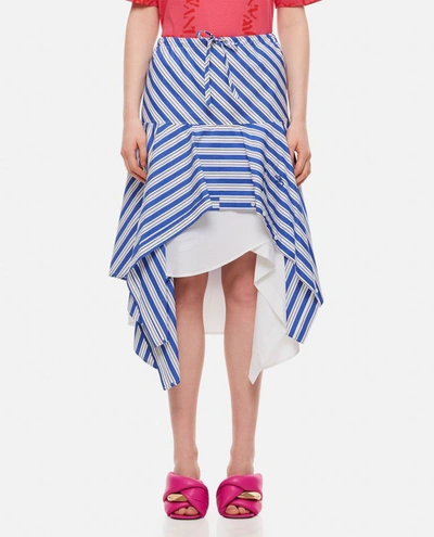 Jw Anderson Layered Asymmetric Striped Skirt In Blue