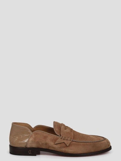 Christian Louboutin Penny No Back Flat Loafers In Brown