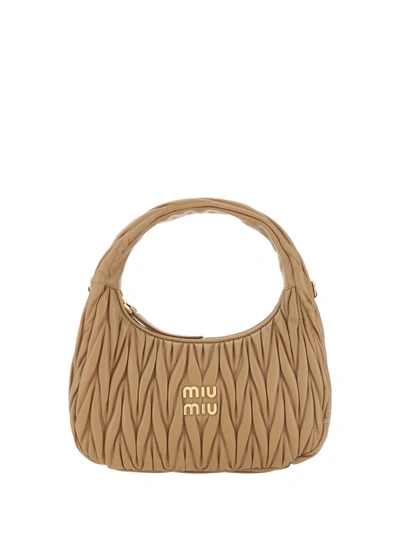 Miu Miu Wander Small Matelassé Leather Shoulder Bag In Brown