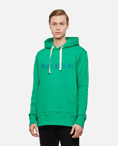Jw Anderson J.w. Anderson Classic Logo Cotton Hoodie In Green