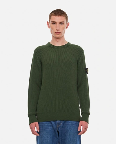 Stone Island Wool Pullover In Green