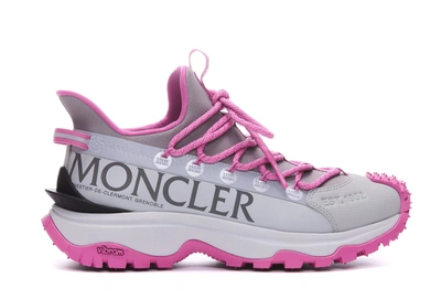 Moncler Trail Grip Sneakers In Gray Polyamide In Pastel