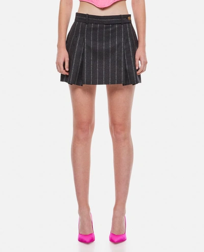 Versace Pleated Striped Miniskirt In Grey