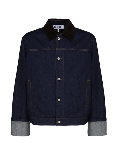 Loewe Fisherman Jacket With Denim Turn-up In Indigo