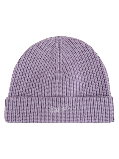 Off-white Off Stamp Classic Beanie In Lilac/white