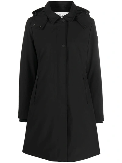 Woolrich Firth Down Hooded Trench In Nero