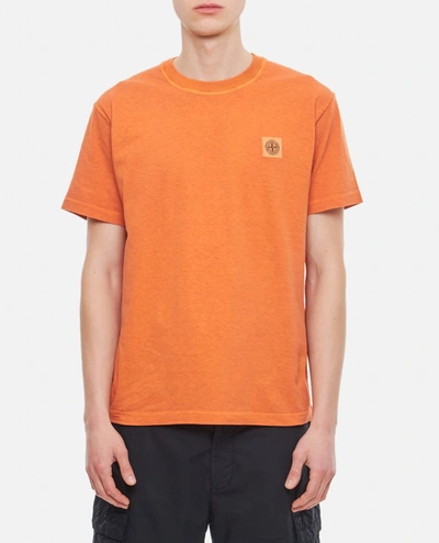 Stone Island Basic Logo T-shirt Cotton Washed In Orange