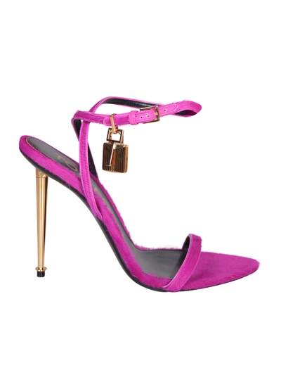 Tom Ford 105mm Lock Metallic Stiletto Sandals In Pink