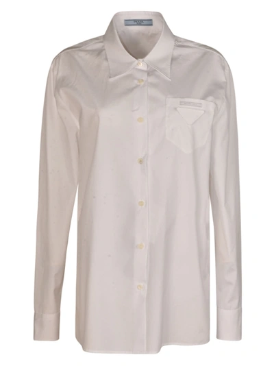 Prada Logo Cotton Shirt In White