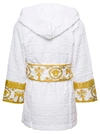 Versace Accappatoio Corto Con Motivo Barocco In Spugna Di Cotone Nero  Home In White
