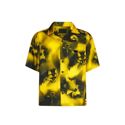 Prada Casual Printed Shirt In Yellow