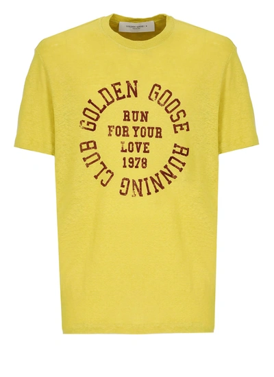 Golden Goose Linen T-shirt Colour Maize In Yellow