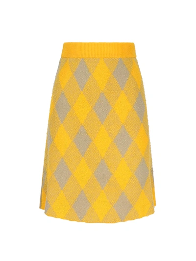 BURBERRY BURBERRY WOOL SKIRT WITH ARGYLE PATTERN