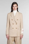 Golden Goose Double-breasted Virgin Wool Blazer In Beige