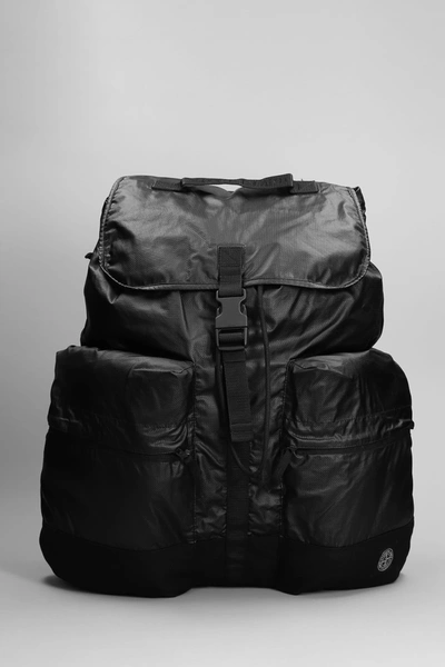 Stone Island Backpack In Black Cotton