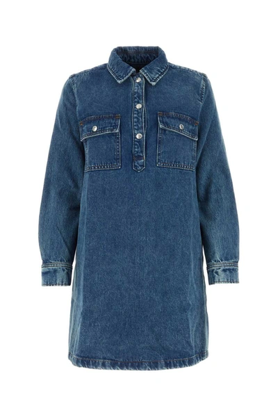 A.p.c. Mia Denim Dress In Iab - Pale Blue