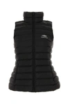 Balenciaga Sleeveless Quilted High Neck Jacket In Black